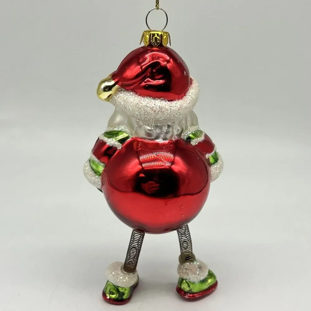 VTG Santa Ornament Indent Reflector Jiggle Leg Christmas Radko Style OWC Germany